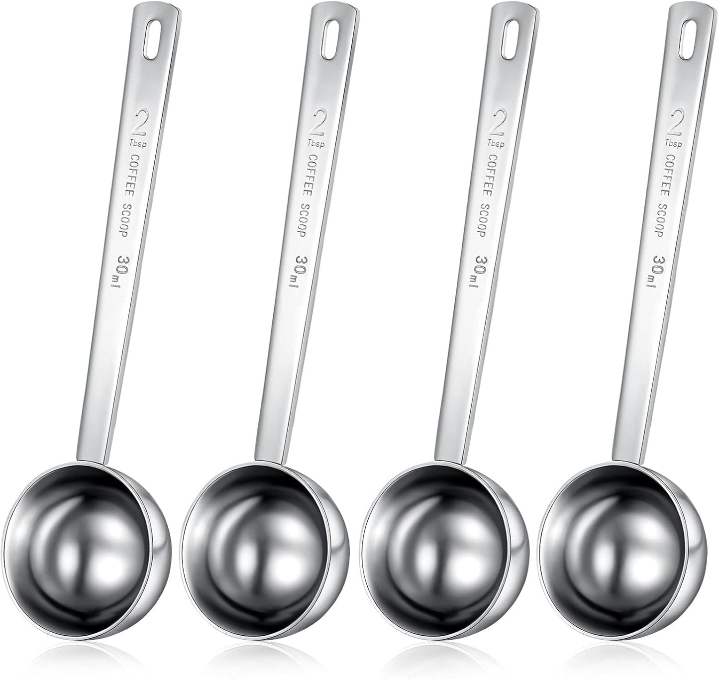 Geiserailie 4 Pieces 2 Tablespoon Scoops with Long Handle, 30 ml Stainless Steel Measuring Spoon for