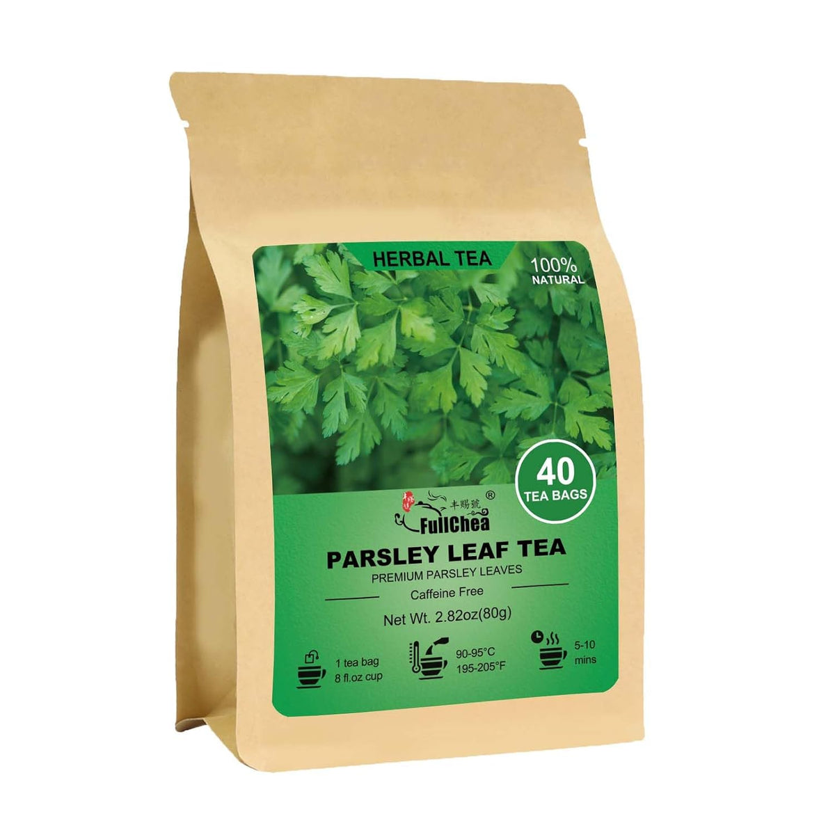 FullChea - Parsley Tea Bags, 40 Count, Dried Parsley Leaves | 100% pure dried parsley herbal tea, Non-GMO, caffeine-free and easy to brew hot or iced