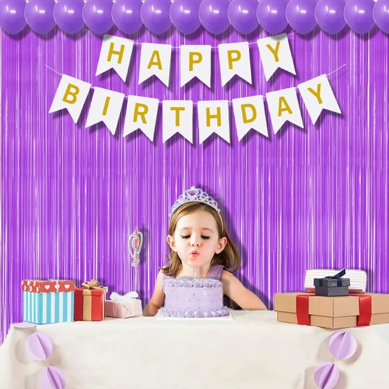 BRAVESHINE Purple Streamers Party Backdrop Pastel Fringe Curtains | 2 Pack
