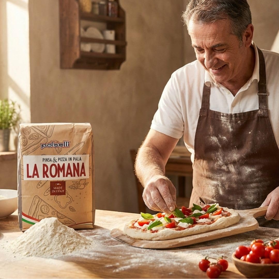 POLSELLI La Romana Pinsa &amp; Pizza Flour, Type 0, Wheat &amp; Rice Flour, 5 kg | High-Protein Wheat &amp; Rice Blend For Roman-Style Pizza And Flatbread Light Airy Crust, Crunchy Texture For Sourdough &amp; Baking