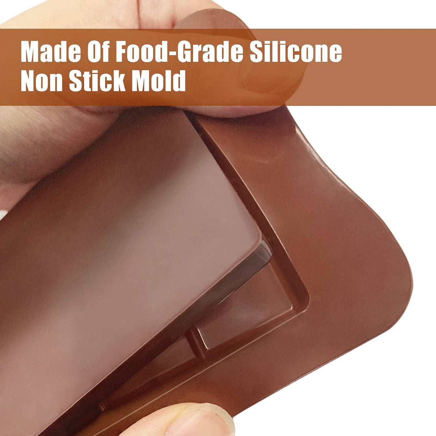 Walfos Break-Apart Chocolate Molds, Non-Stick Silicone Chocolate Bar Mold, Food Grade Candy Bar Mold, Perfect for Energy