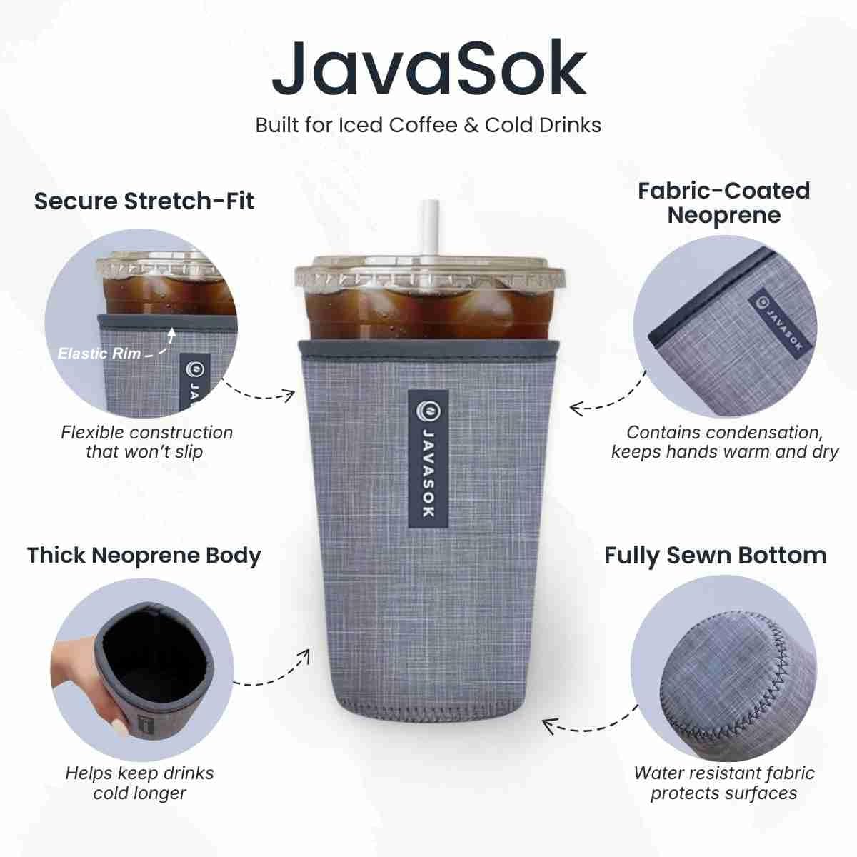 Sok It JavaSok Iced Coffee &amp; Cold Soda Insulated Neoprene Cup Sleeve (Bright Pink, XXLarge: 44-48oz)
