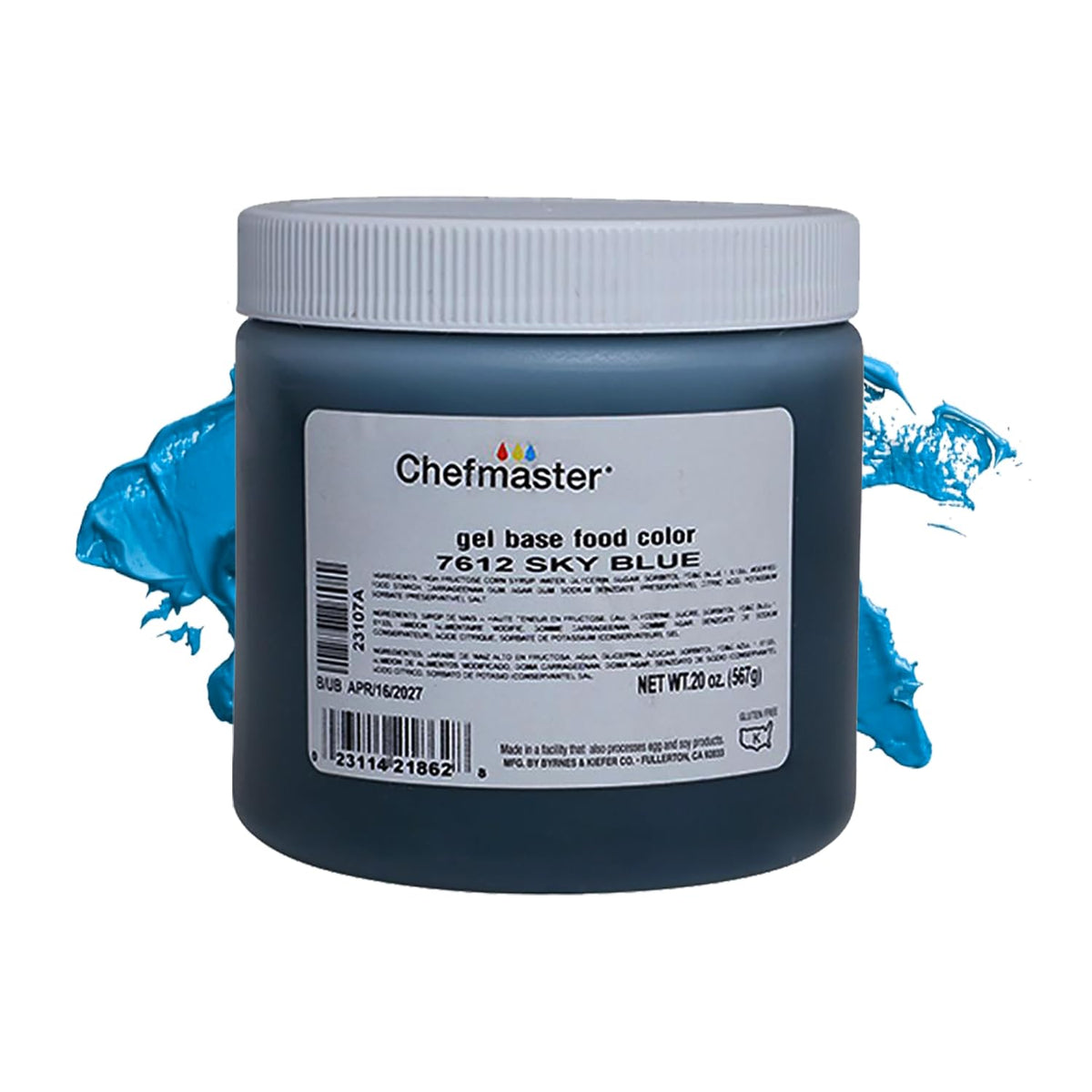 Chefmaster Sky Blue Gel Food Coloring | Vibrant Color | Professional-Grade Dye for Icing, Frosting, Fondant | Baking &amp; Decorating | Fade-Resistant | Easy-to-Use | Made in USA | 20 oz