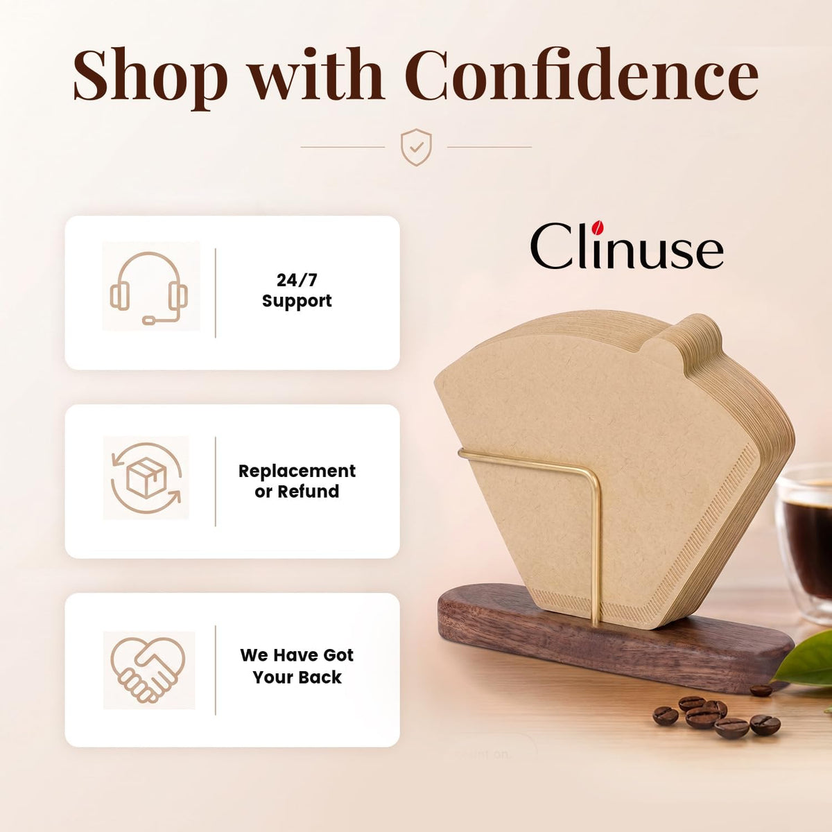 Clinuse 160Pcs #4 Coffee Filters 8-12 Cup, Filters for Ninja Coffee Maker