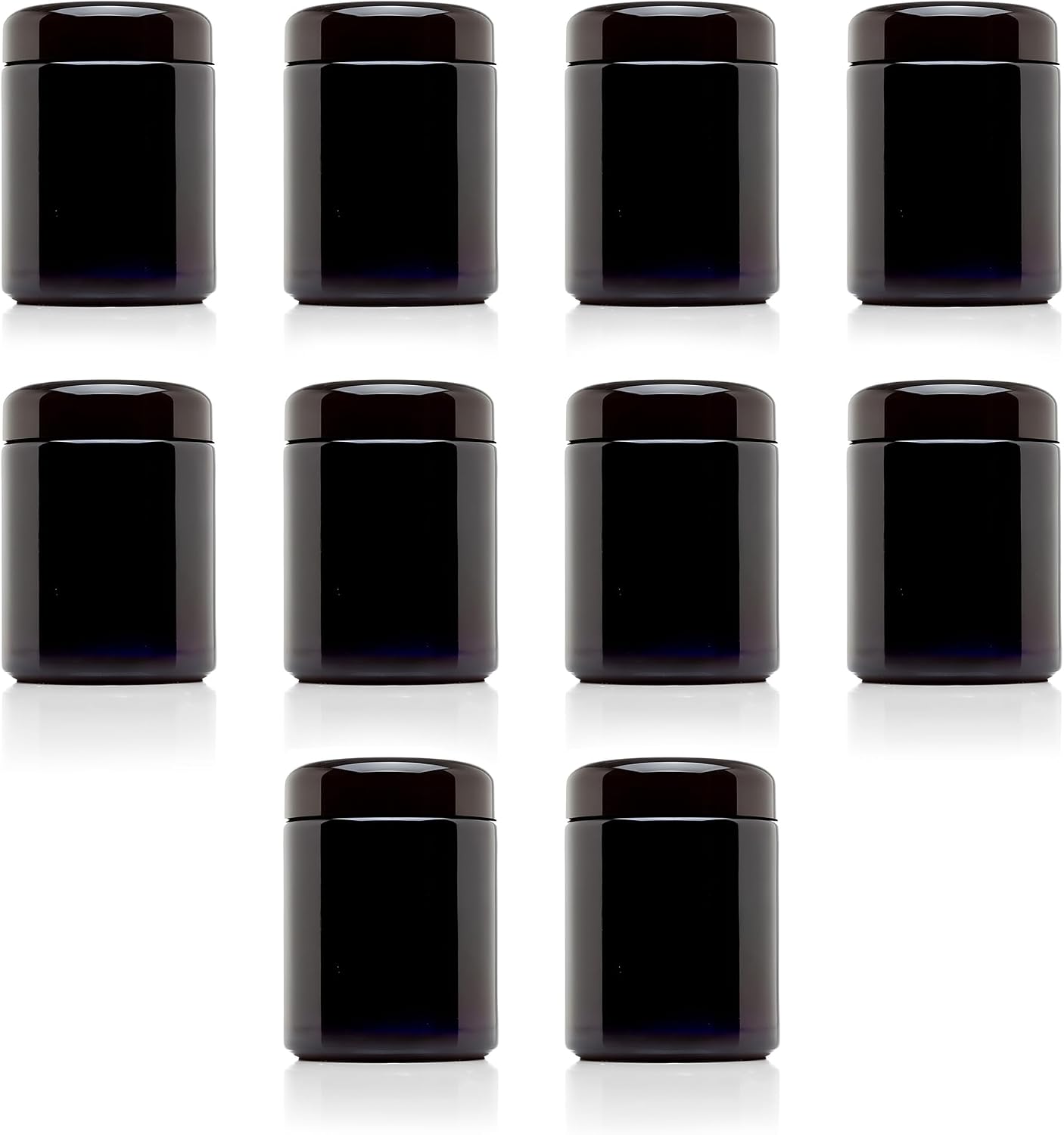 Infinity Jars 250 ml UV Glass Airtight Pantry Jar Set, 10 Pack, Black