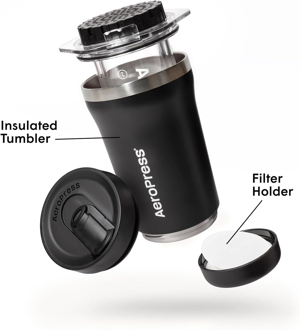 AeroPress Go Plus Portable Coffee Maker Kit, Black