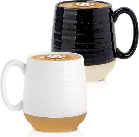 Hasense 20 oz Coffee Mugs, Large Mugs with Handle Set of 2, Stoneware Coffee Cups for Mom Dad Friend, Prefect for Latta,