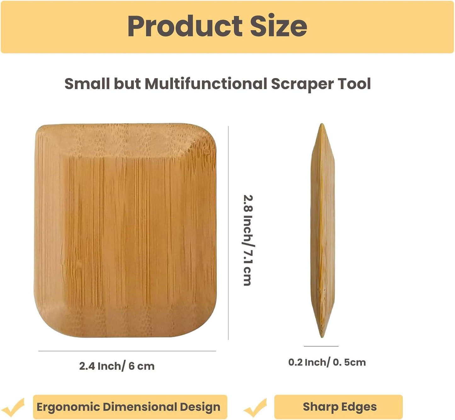 Bamboo Pan &amp; Pot Scraper Tool,6 Pcs Dish Scraper for Kitchen,