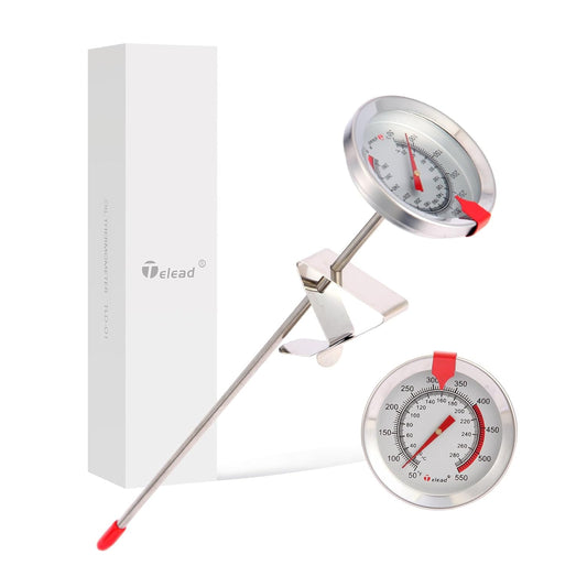 Candy Thermometer Waterproof - Oil Thermometer for Frying with Clips - 9" Side of Pot Thermometer Deep Fry for Oil Candy