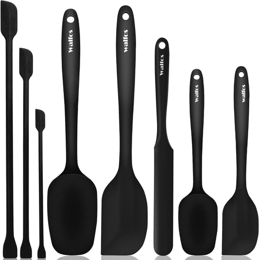 Walfos Silicone Spatula Set of 8(600°F）- Heat Resistant Kitchen Silicone Scraper Spatulas & Mini Spatulas, One-Piece