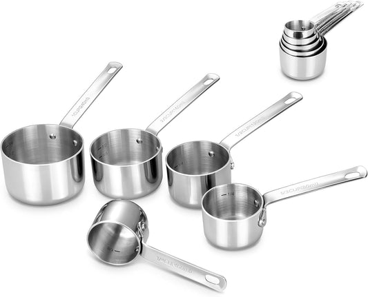 KEAWELL Premium 5-Piece Measuring Cups Set –1/4, 1/3, 1/2, 2/3, and 1 cup-18/10 Stainless Steel - Durable, Stackable,