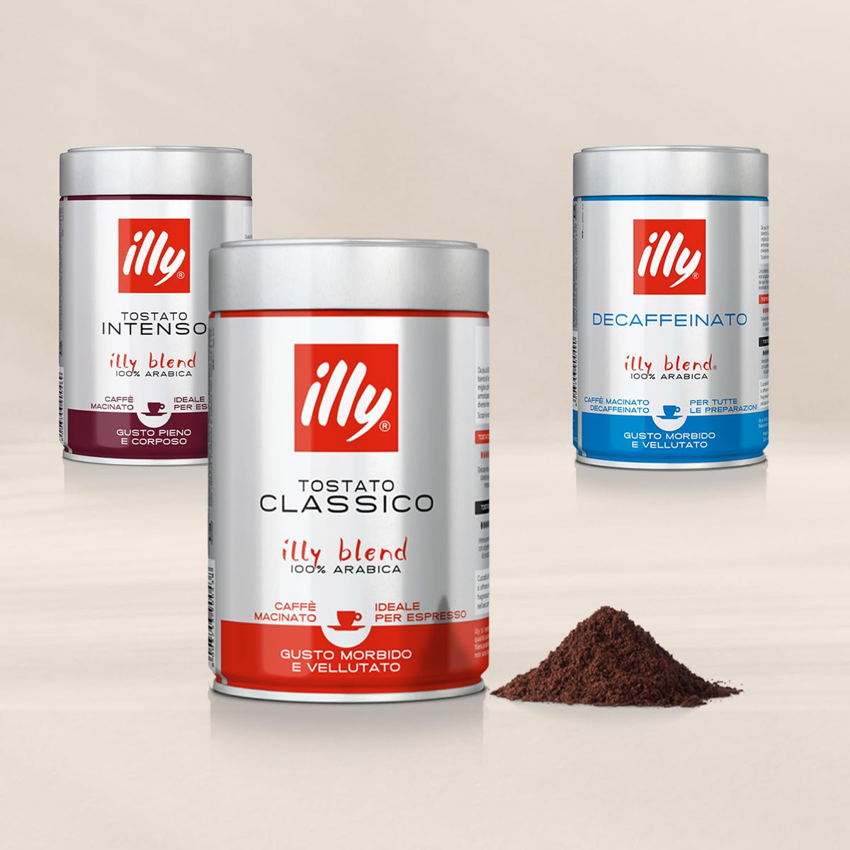 illy Decaf Ground Espresso Coffee, Classico Medium Roast, 8.8 oz | 100% Arabica, Premium Italian Coffee, Pre-Ground for Espresso Machines