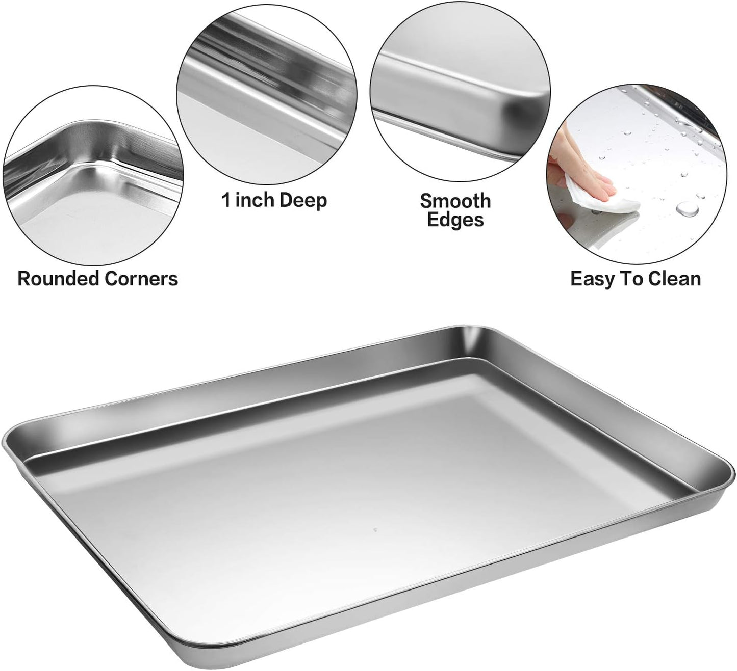 M MCIRCO Baking Sheet with Cooling Rack, Baking Mat Set, Set of 6 | Stainless Steel Cookie Pan with Cooling Rack, 2 Sheets + 2 Racks + 2 Mats,Baking Pan, Size 16 x 12 x 1 Inch Easy Clean