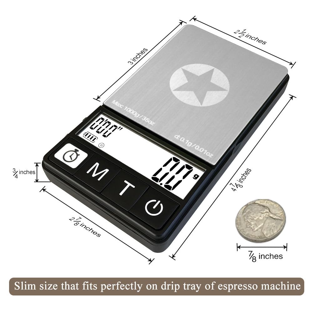(Latest Version) Espresso Scale with Timer 1000g x 0.1g