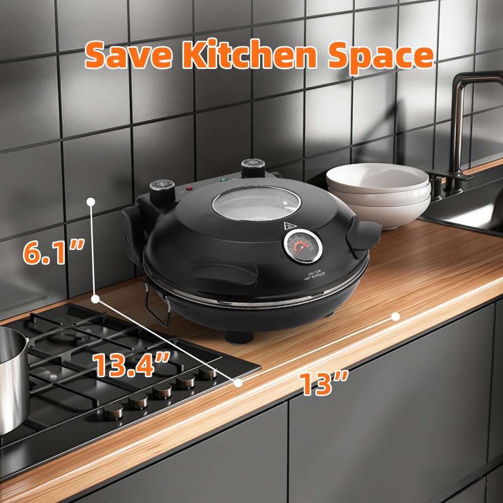 Pizza Oven with Ceremic Stone, Up to 800 °F (Cream White, 12'')