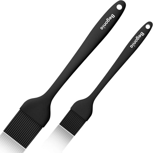 Pastry Brush-Begonia Silicone Basting Brush for Cooking,2pcs 10+8 in Heat Resistant Food Brushes for Baking, Grilling,