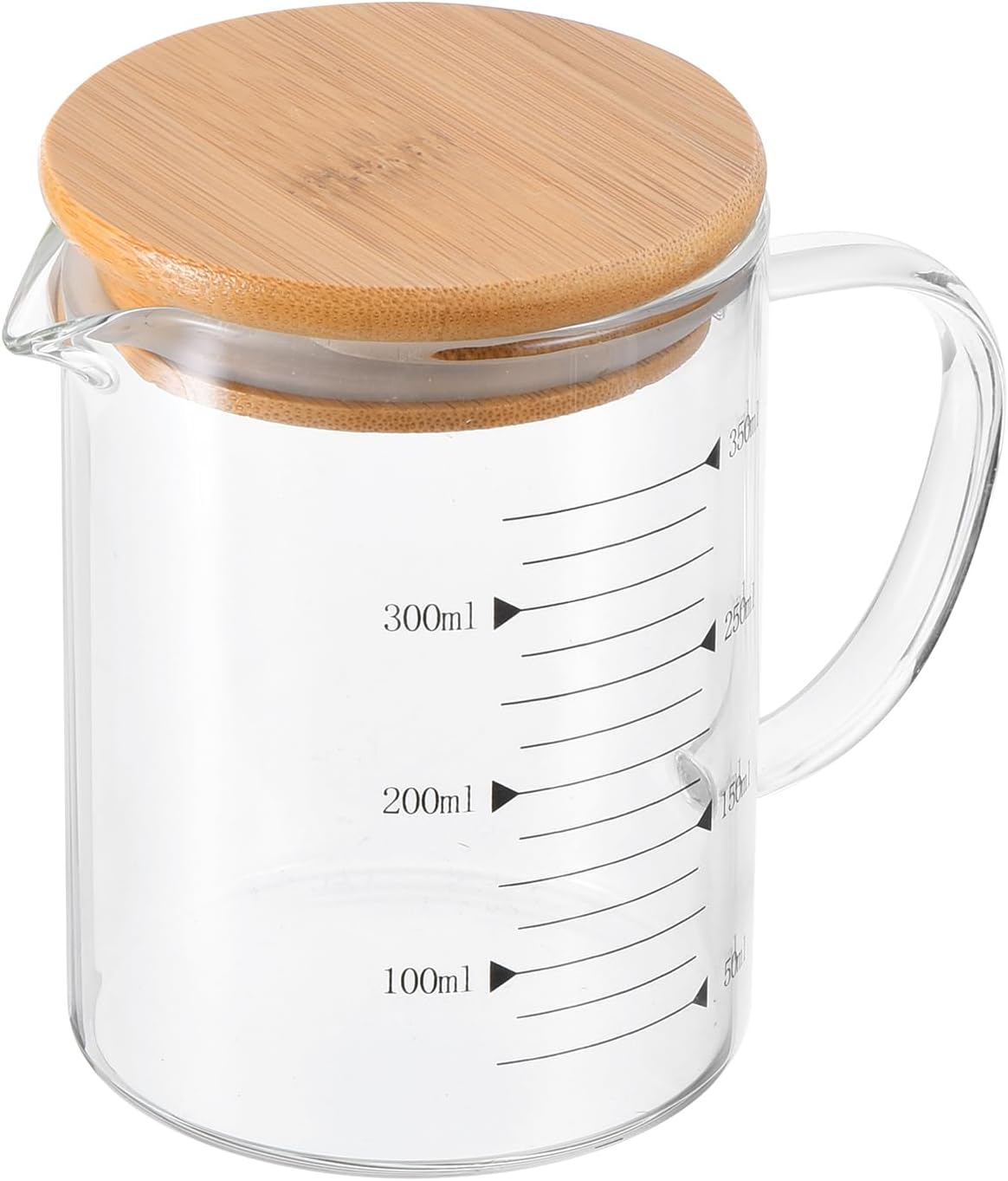 PATIKIL 350ml Glass Measuring Cup, 3.3 Borosilicate Glass Graduated Black Printed Scale Liquid Measu