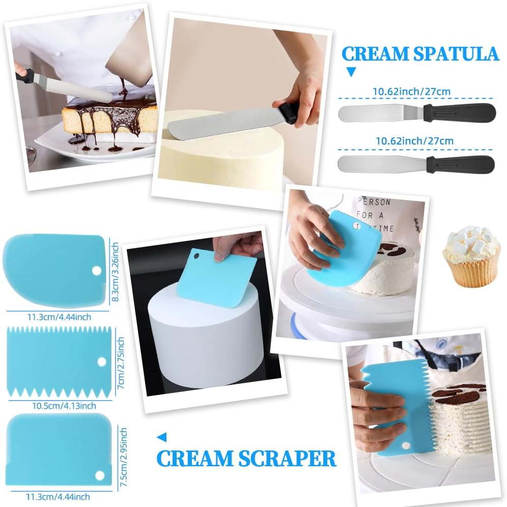 179PCS Cake Pan Set for Baking,3PCS Springform Round Cake Pans(4,7,9 Inch) | Non-Stick Springform Pan,65 Baking Cups,30Parchment paper liners,Piping Tips and Bags for Cake Decorating