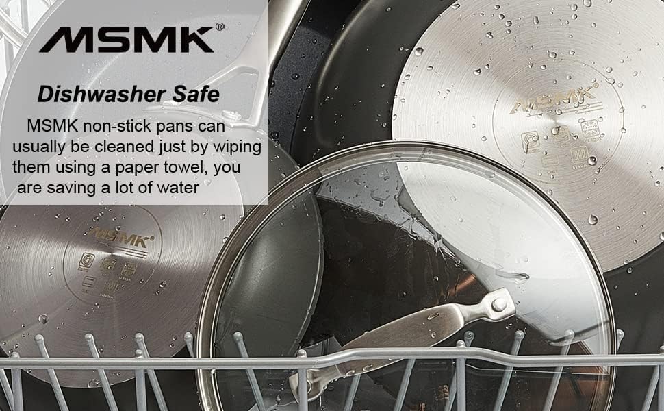 MsMk 11 Inch Nonstick Frying Pan with Lid，Titanium and Ceramic Nonstick skillet with lid, PFOA Free Non-Toxic, Stay-Cool Handle, Scratch-resistant, Induction Skillet With Lid for Induction, Ceramic