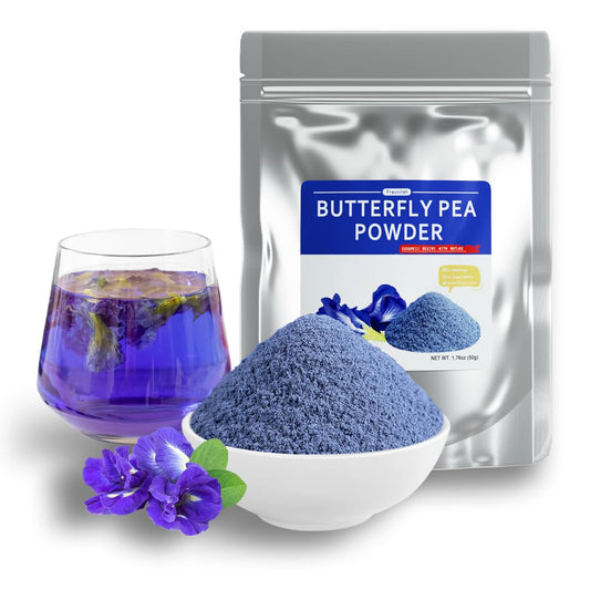 Fraunitsh Butterfly Pea Flower Powder, 1.76oz | Blue Matcha Powder | Natural Food Coloring for Smoothies, Baking, Drinks,