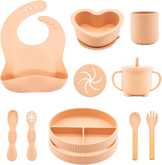 Silicone Baby Feeding Set 11 Pcs, Baby Led Weaning Supplies, Baby Feeding EatincSupplies Set BPA Free, Baby Essentialsfor