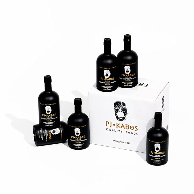 PJ KABOS 2025/26 Fresh Harvest, Very High Phenolic (699 mg/kg), USDA Organic Greek Extra Virgin Olive Oil, Kosher, Greece, Cold Extracted, 16.9oz Bottle, Family Reserve Organic - Robust, (6-Pack)