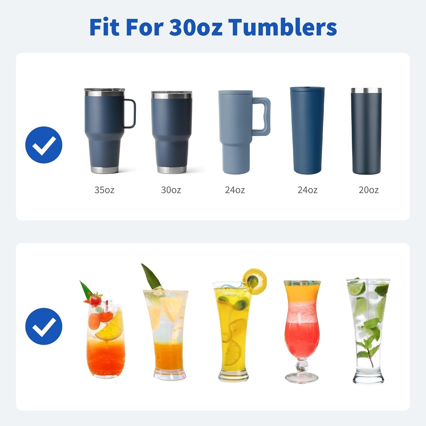 Metal Straws Reusable for YETI 30 oz Tumbler,9.5 "Stainless Steel Drinking Straws with Silicone Tip for 30 oz Cup Tumbler, Cleaning Brush, 1 Portable Bag