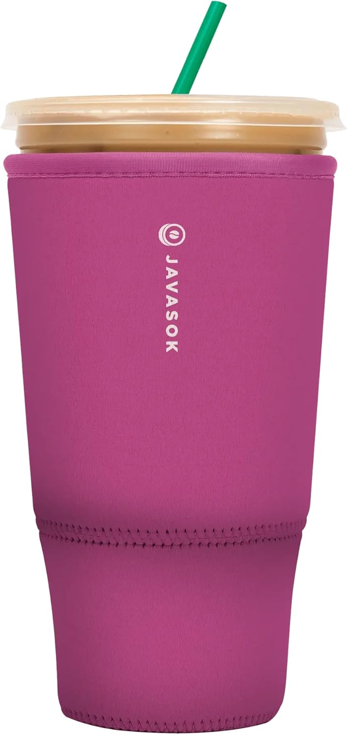 Sok It JavaSok Iced Coffee &amp; Cold Soda Insulated Neoprene Cup Sleeve (Bright Pink, XXLarge: 44-48oz)