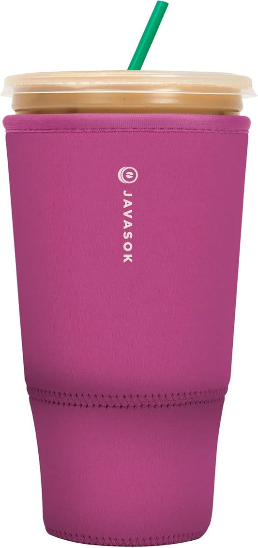 Sok It JavaSok Iced Coffee &amp; Cold Soda Insulated Neoprene Cup Sleeve (Bright Pink, XXLarge: 44-48oz)