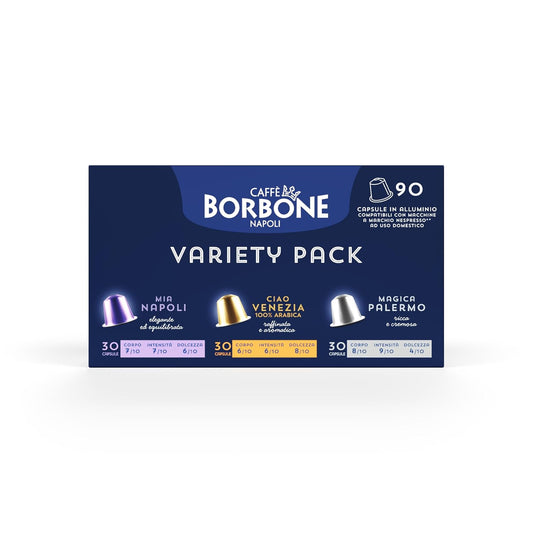 Caffè Borbone Variety Pack Aluminum Capsules Compatible with Nespresso Original Machines, Medium Roast, 90 Count