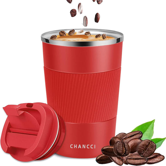 12oz Travel Coffee Mug Spill Proof, Insulated Coffee Mug with Lid, Leakproof Coffee Tumbler,Stainless Steel Vacuum Coffee Cup for Hot/Cold Drinks, Reusable Coffee Cup for Men Women -380ml,Red