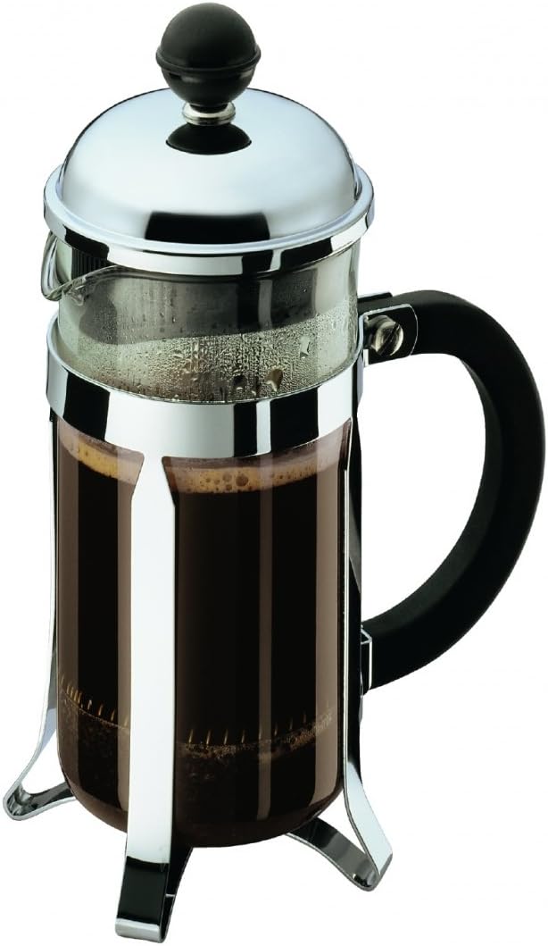 Bodum 12oz Chambord French Press Coffee Maker, High-Heat Borosilicate Glass, Polished Stainless Stee