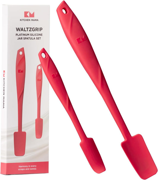 Kitchen Mama WaltzGrip Platinum Silicone Jar and Can Spatula Set: Heat-Resistant, Dishwasher Safe, Ergonomic Grip, Perfect
