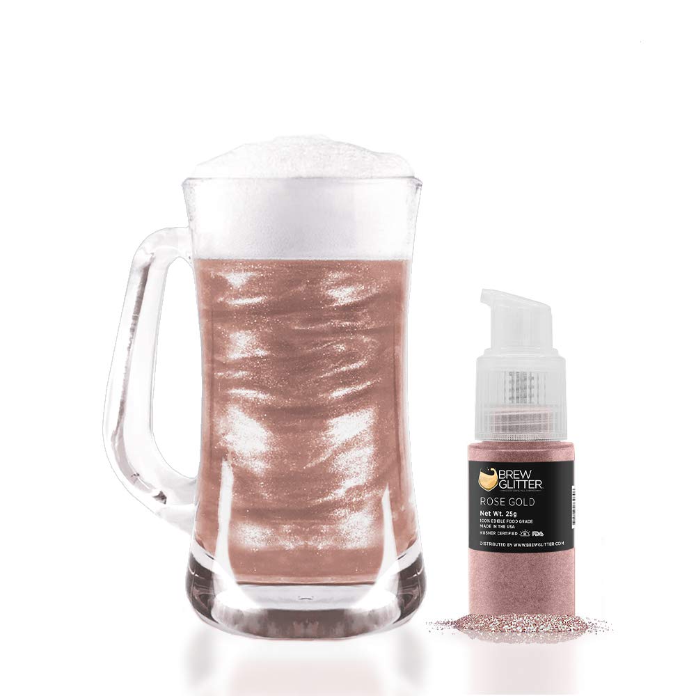 Brew Glitter Edible Drink Glitter Pump 1x 25g for Cocktails, Beer, &amp; Beverages (Rose Gold)