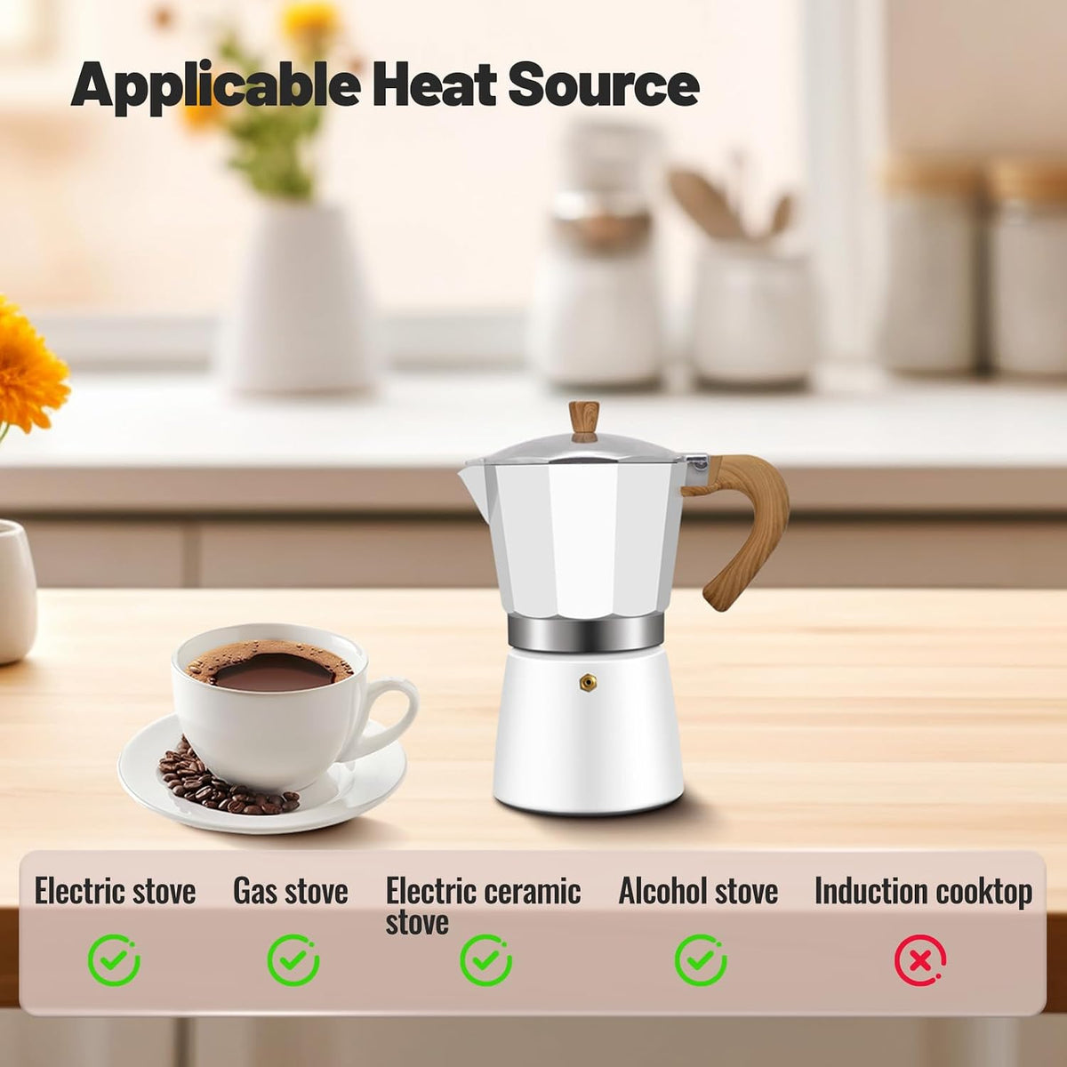 3 Cup Aluminum Moka Pot Classic Stovetop Espresso Coffee Maker
