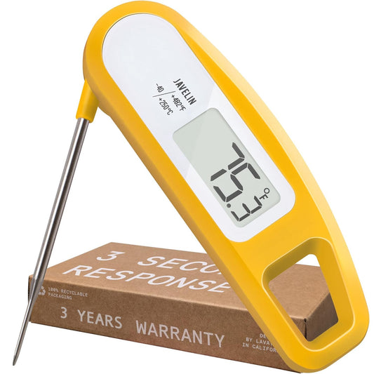 Lavatools Javelin® Ultra-Fast 3-Second Digital Instant Read Meat Thermometer for Grill and Cooking, 2.75" Probe, Compact
