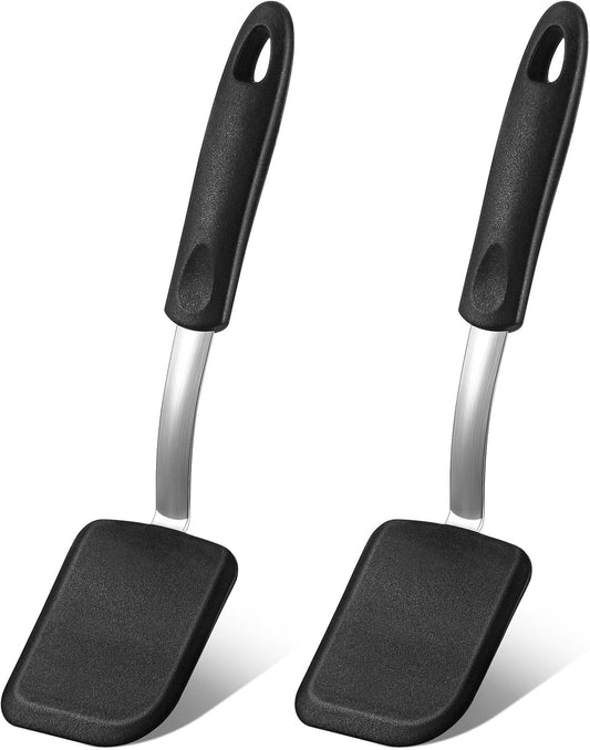 Silicone Cookie Spatula Turner 2 Pack Mini Brownie Spatula Flexible Kitchen Small Silicone Turner for Nonstick Cookware Heat