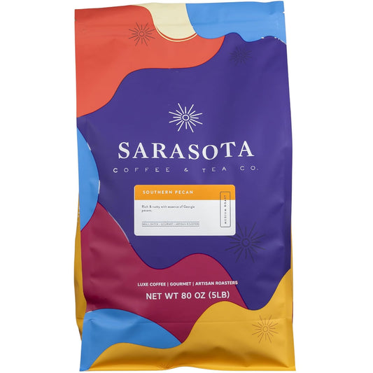 Sarasota Coffee Whole Bean Southern Texas Butter Pecan | Medium Roast Gourmet Flavored Coffee Beans | Low Acid, Mold Free,