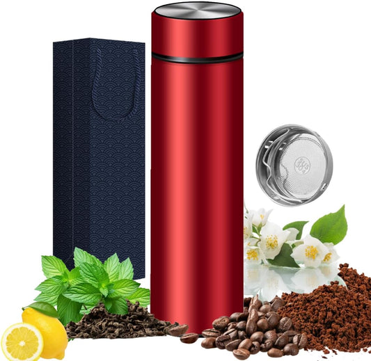 Insulated Water Bottles- Vacuum Tumbler for Coffee, Tea and Drinks with Stainless Steel Infuser - 15 oz Tea Thermo Travel