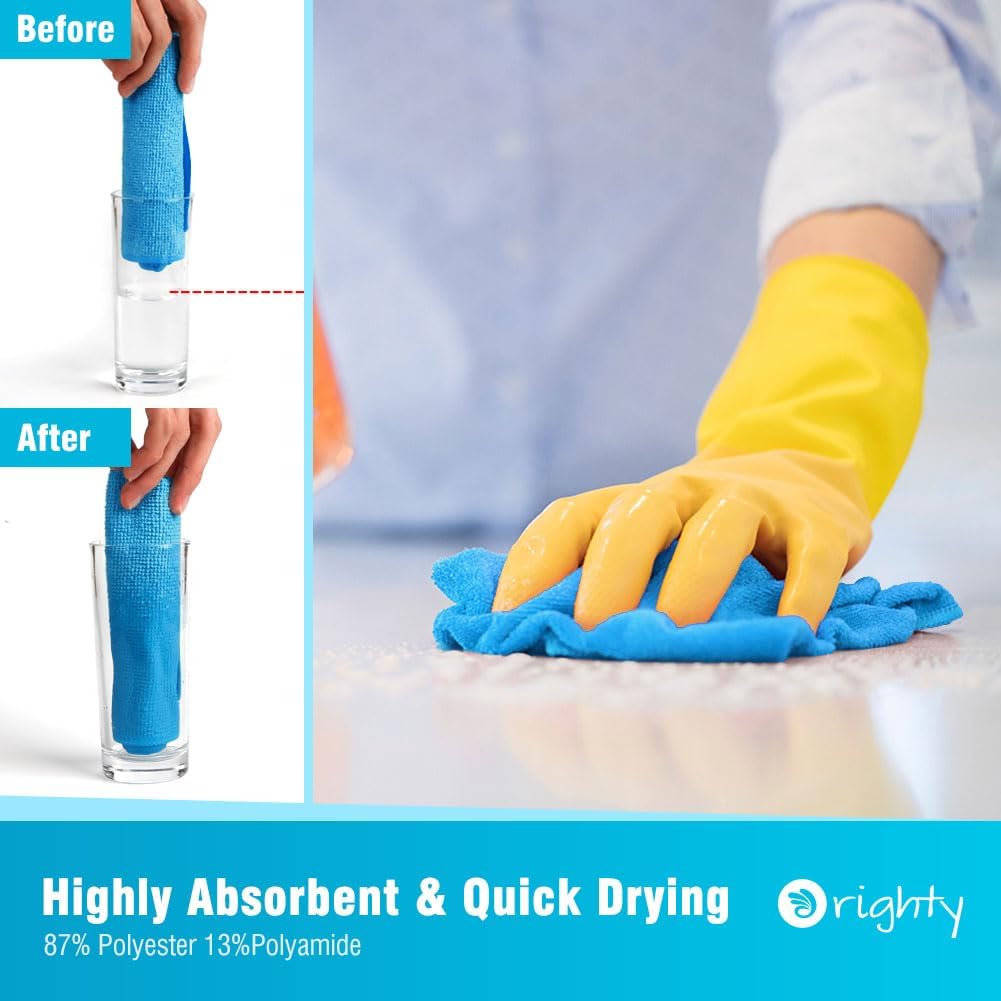 Orighty Microfiber Cleaning Cloth Bulk, 50 Pack Shop Towels 12x12 in, Blue