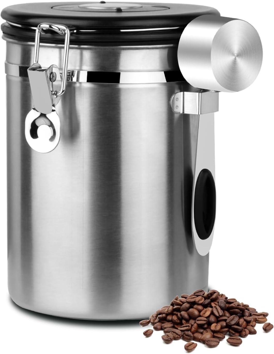 Coffee Canister Airtight Storage Container 1.8L Stainless Steel Air Tight Coffee Jar with Scoop, Dat