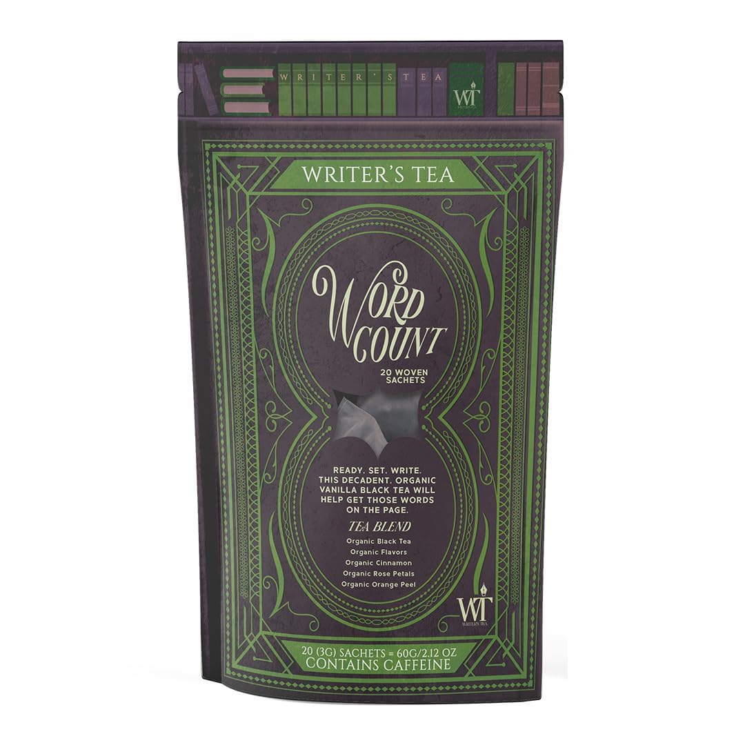 Writer's Tea Word Count - Energy Tea - Black Tea, Flavoring, Cinnamon, Rose Petals, and Orange Peel Tea Blend - Contains