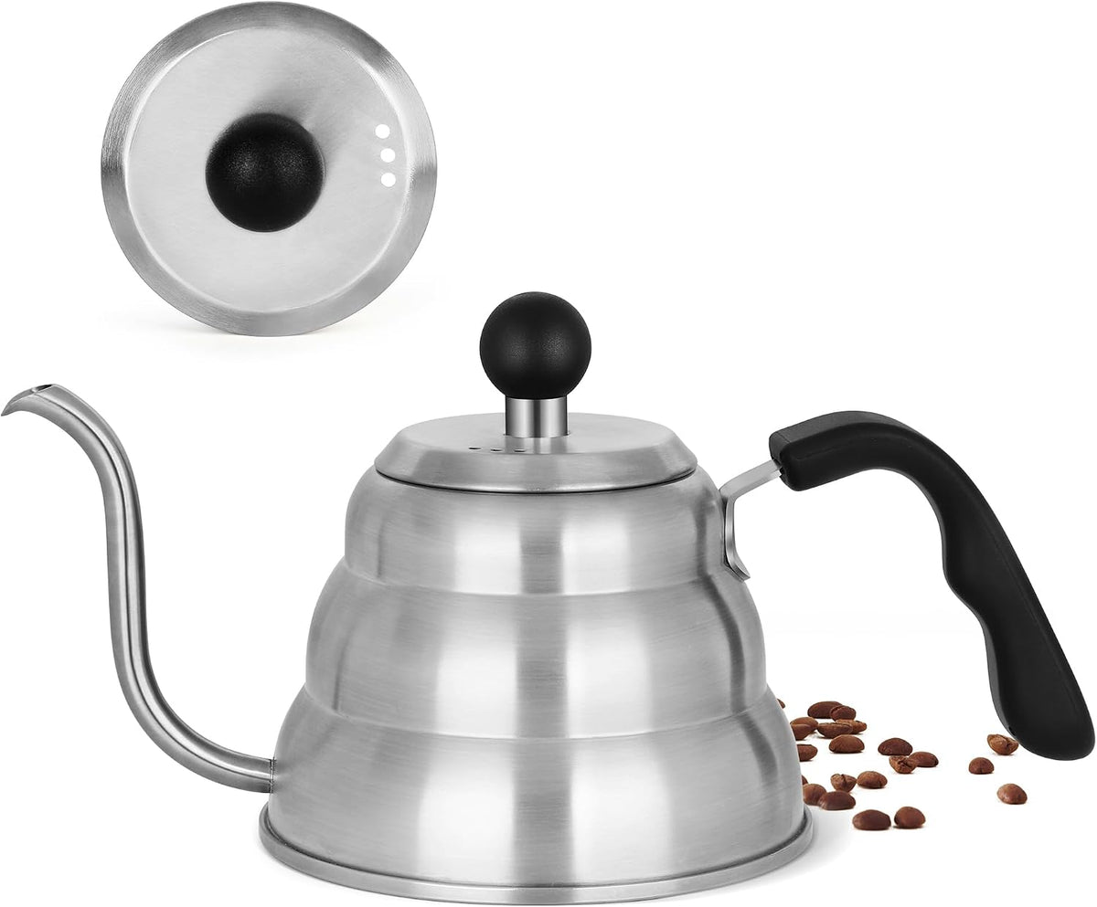 Tea Kettle for Stove Top,Without Thermometer,Silver Manual Drip Coffee Pour Over Kettle,28 oz