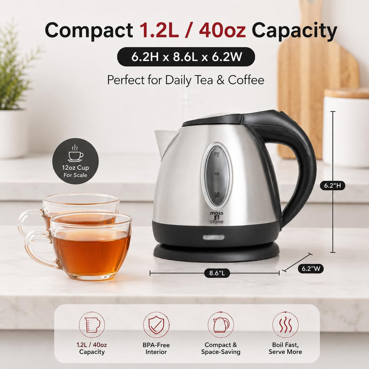 Moss & Stone Stainless Steel Electric Kettle