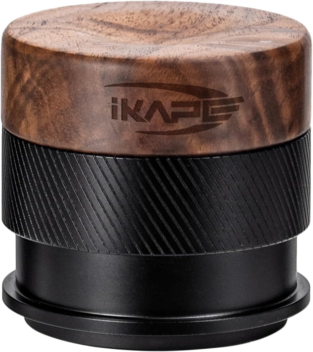 IKAPE 51MM Espresso Tamper, New Wooden Handle Design，Premium Barista Coffee Calibrated Tamper with S