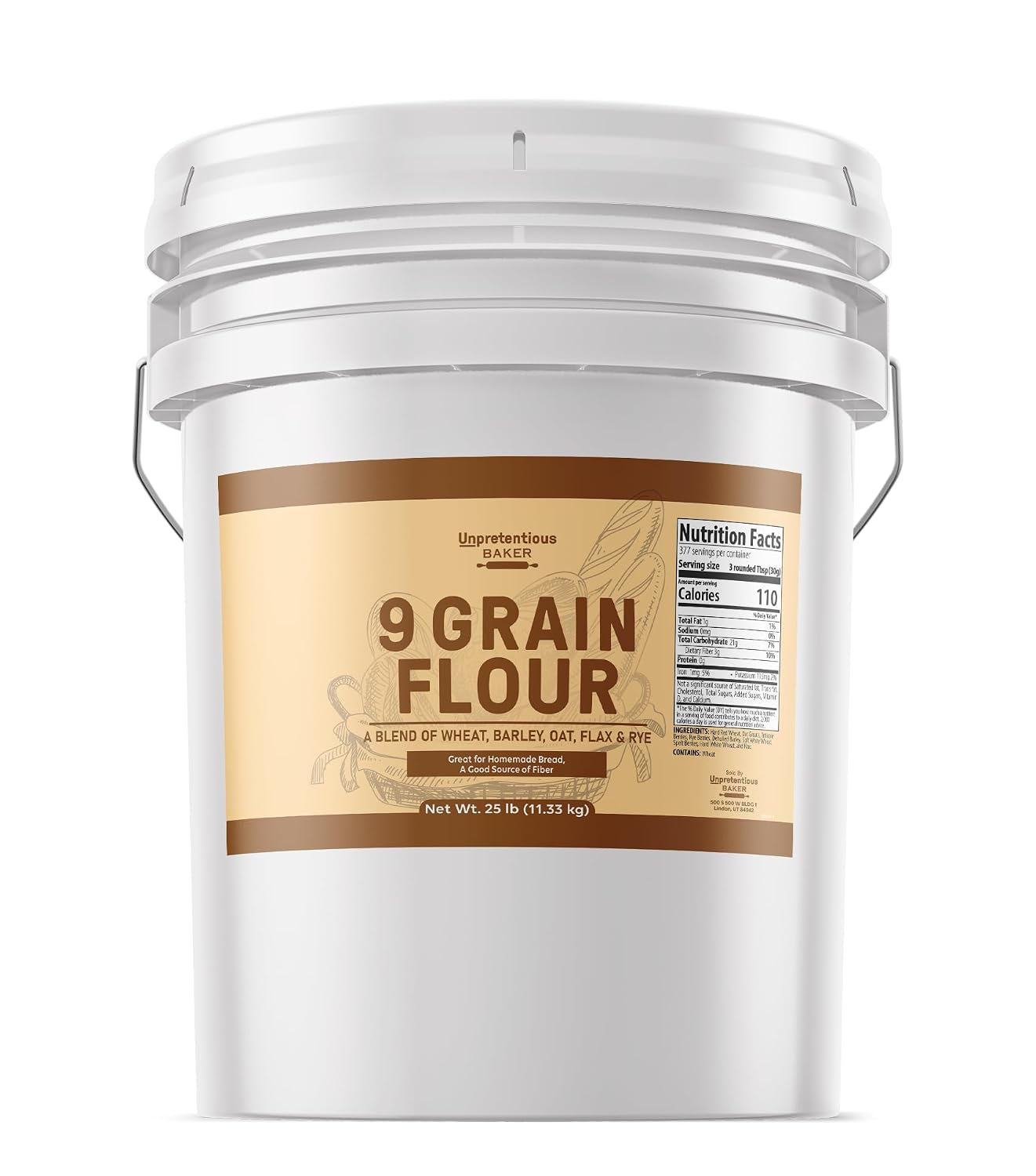 Unpretentious, 9 Grain Flour, 25 Lb