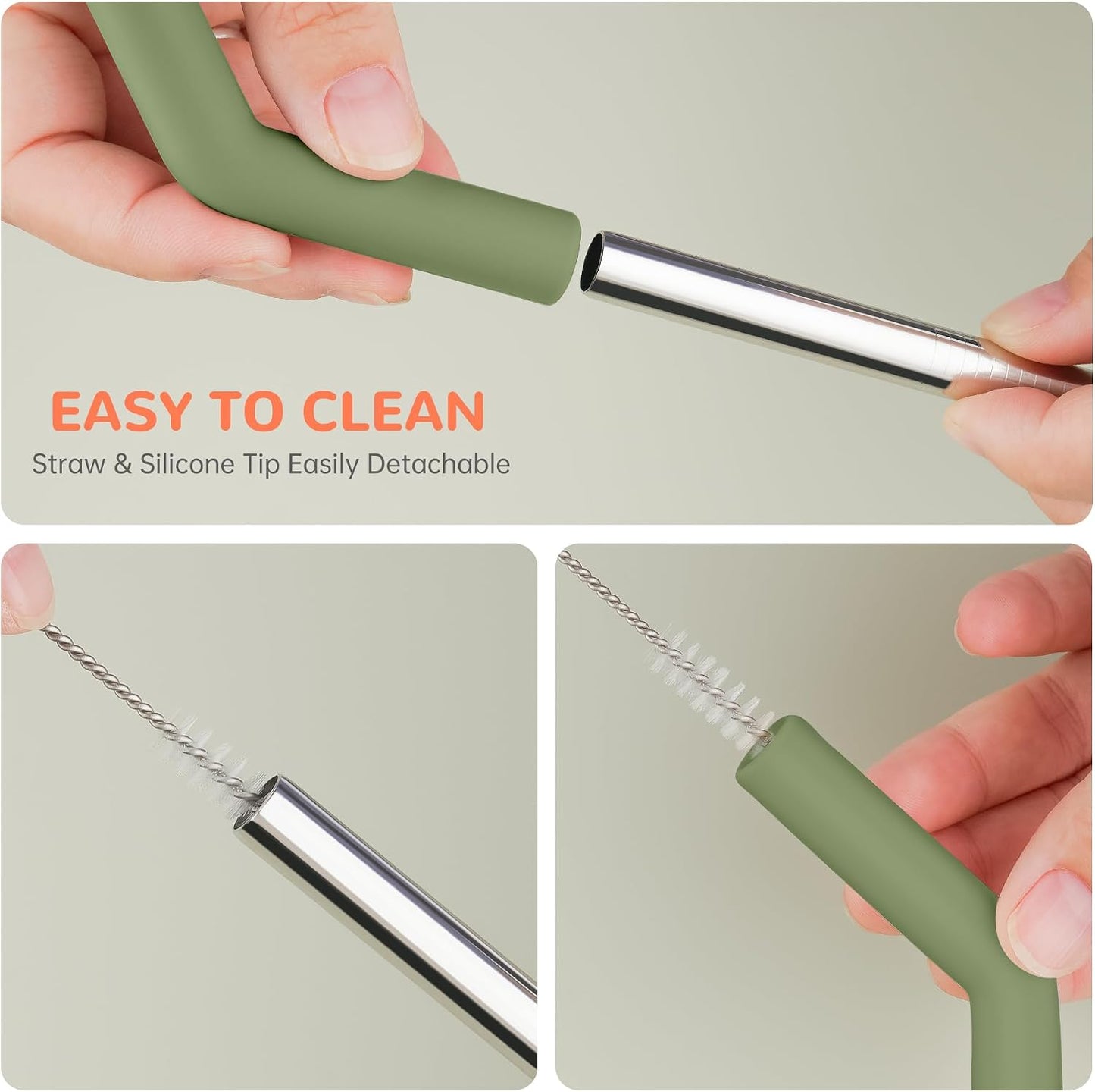 Tomorotec 6PCS Stainless Steel Straws with Silicone Tip Fit for Stanley Cup
