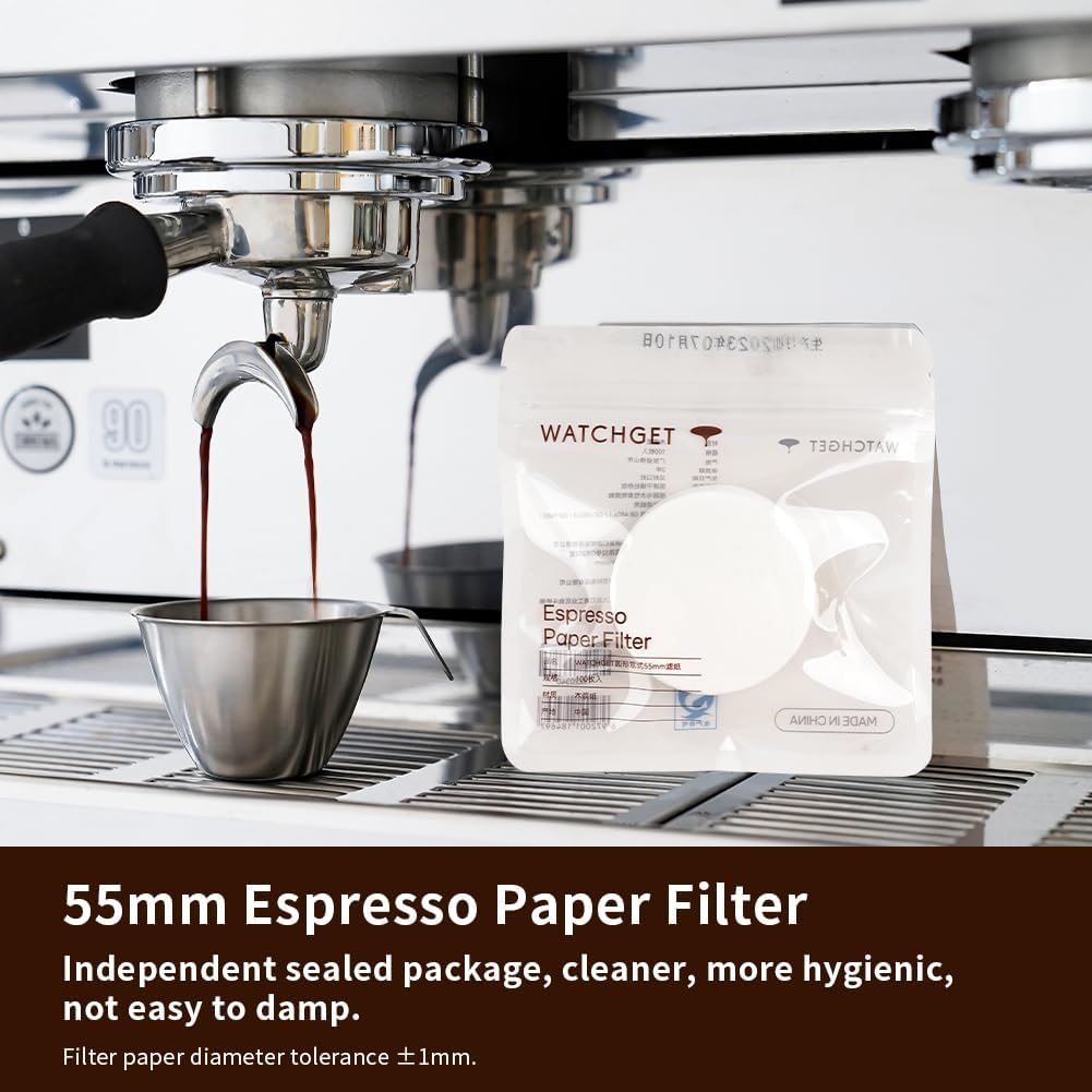 watchget 55mm Espresso Paper Filters for 58mm Portafilter Baskets, 500 Count