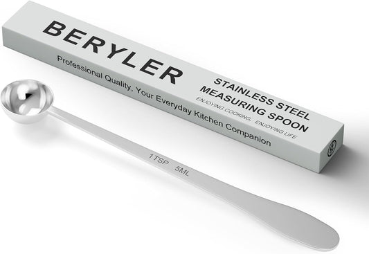 1PCS 1 Teaspoon(1tsp, 1/3tbsp, 5 ml) Single Measuring Spoon, Extra-long Handle Individual Measure Scoop, Stainless Steel