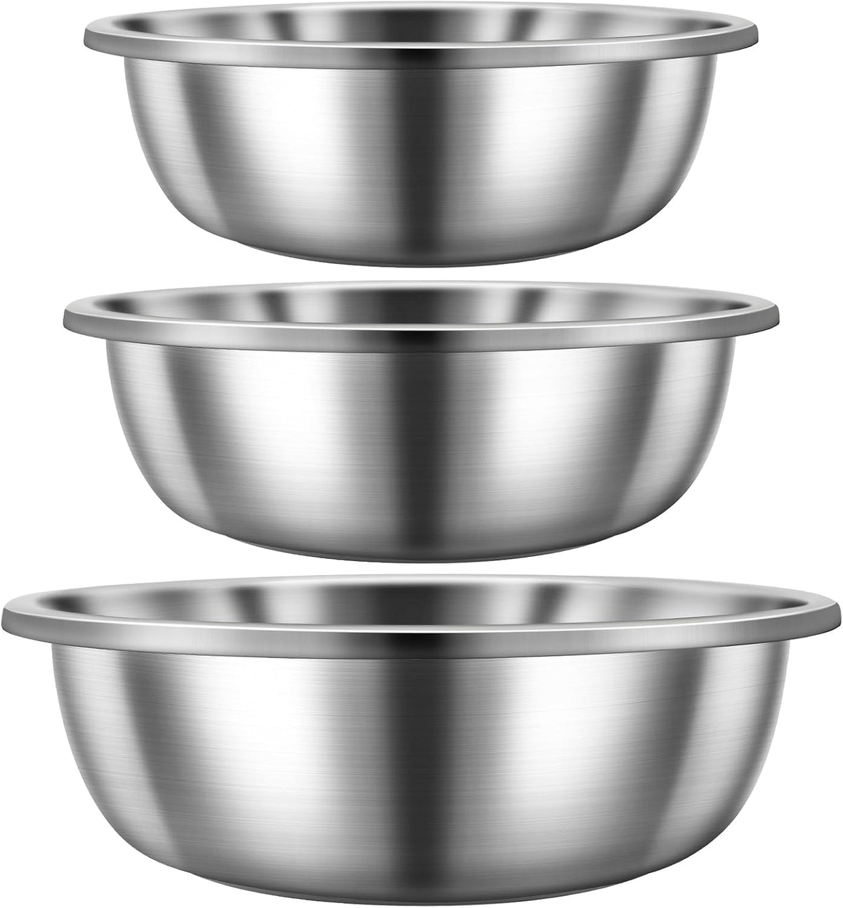 Set of 3 Extra Large Stainless Steel Mixing Bowls Large Mixing Container Easy to Clean, Nesting Bowls for Space Saving Storage for Cooking, Baking(201 Stainless Steel,13, 16, 20 Quart)